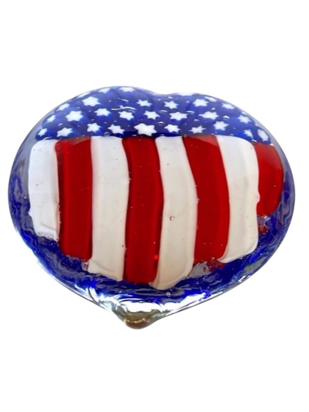 Heart Shaped Flag Pattern Glass Paperweight
